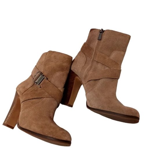 Vince Camuto Connolly Suede Cross Belted Heeled Booties – Size 8.5M - Picture 4 of 11